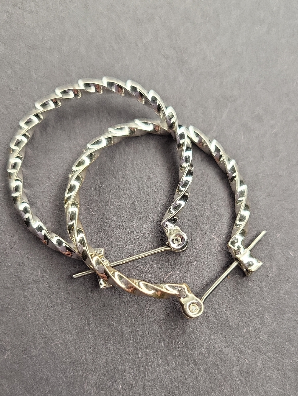 Silver Twisted Hoop Earrings - Picture 2 of 2